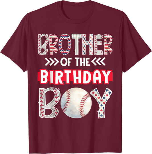 Brother of the Birthday Boy Baseball Family Squad T-Shirt - T-Shirt | Maroon