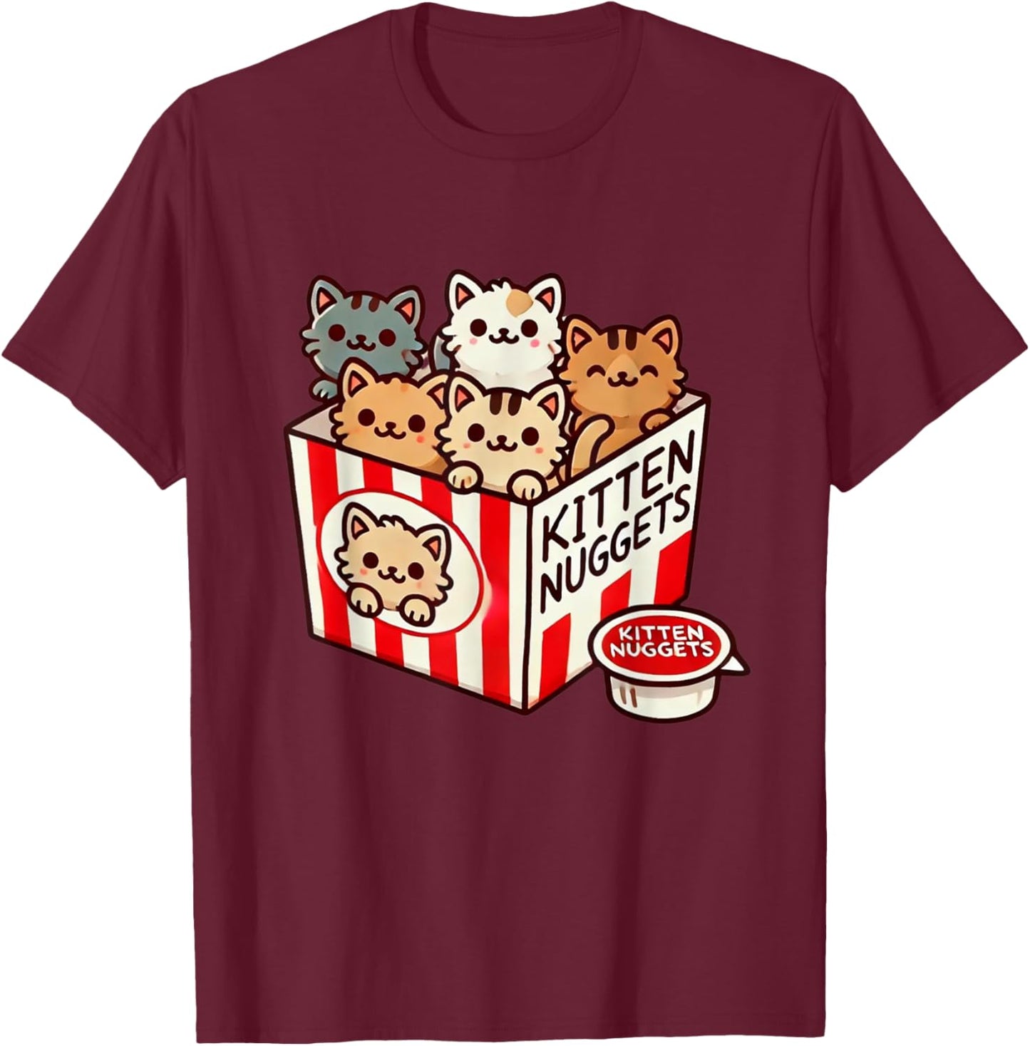 Kitten Nuggets Funny Cute Food Pun Cat Lover Chicken Nuggets Men Women Girls Kids T-Shirt - T-Shirt | Maroon