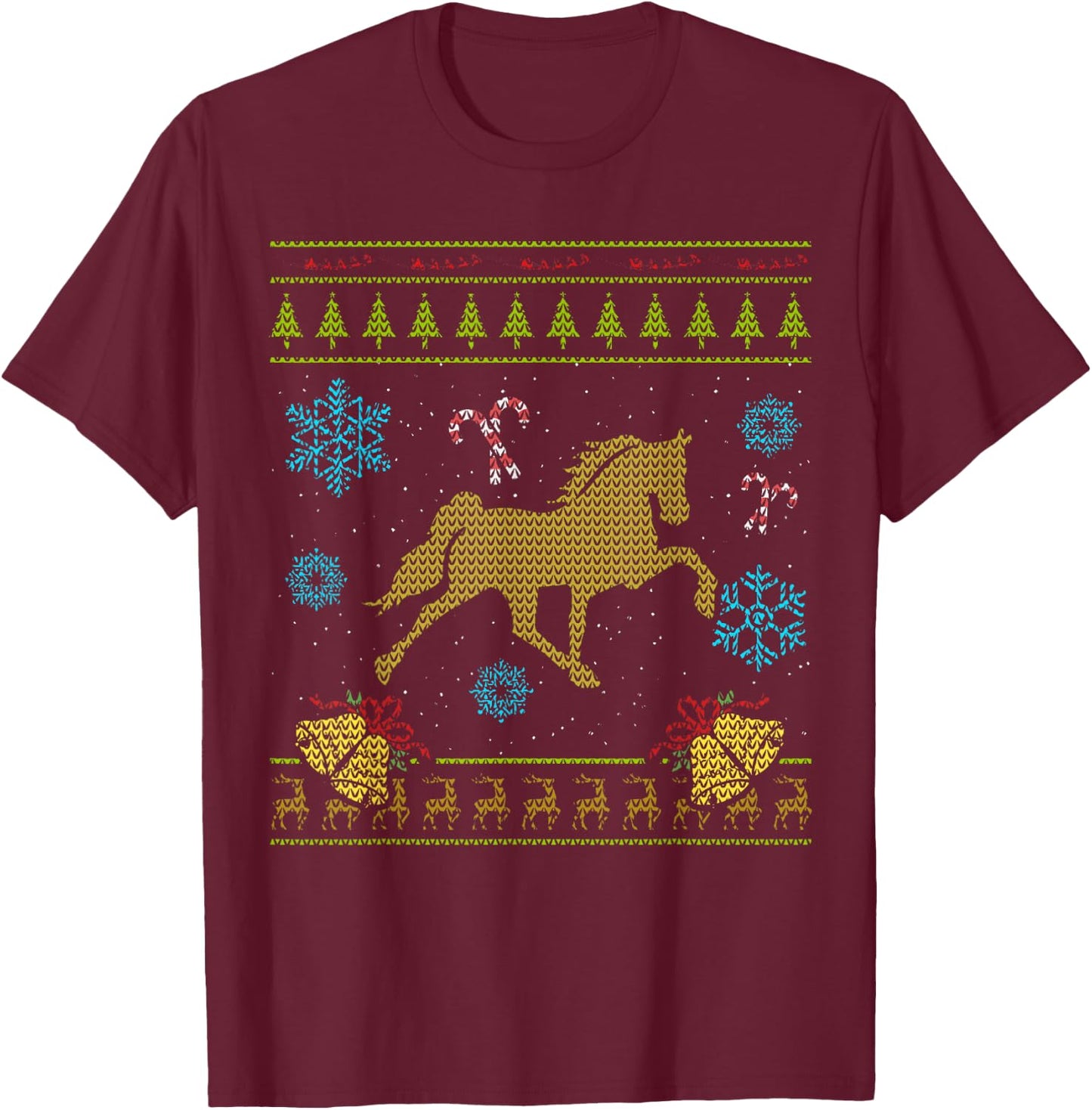 Tennessee Walking Horse Christmas Ugly Shirt T-Shirt - T-Shirt | Maroon