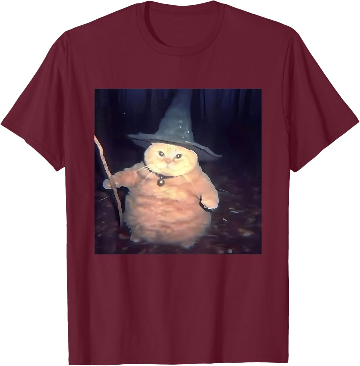 Cheeseball The Wizard Cat Vintage 90s Orange Cat Witch Cat T-Shirt - T-Shirt | Maroon
