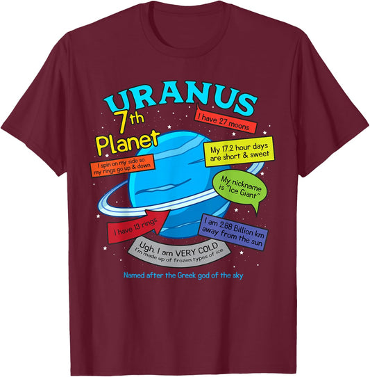 Teaching, learning, about space - Uranus, plan T-Shirt - T-Shirt | Maroon