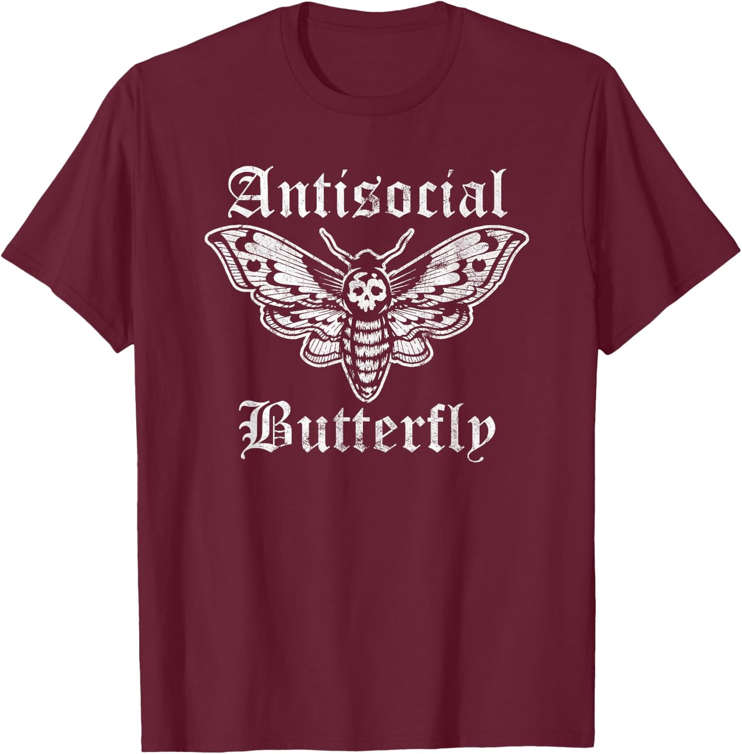 Funny Anti-Social Butterfly Introvert T-Shirt - T-Shirt | Maroon
