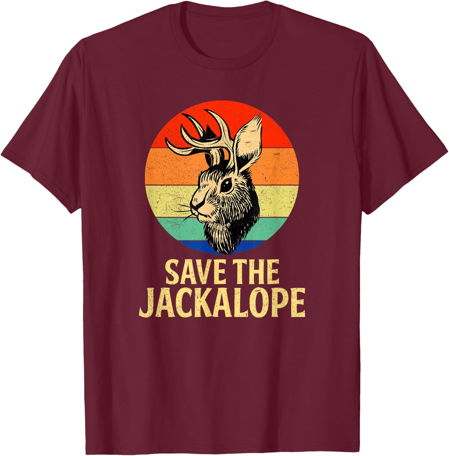 Save The Jackalope, Vintage Retro Camping Lover Jackalope T-Shirt - T-Shirt | Maroon