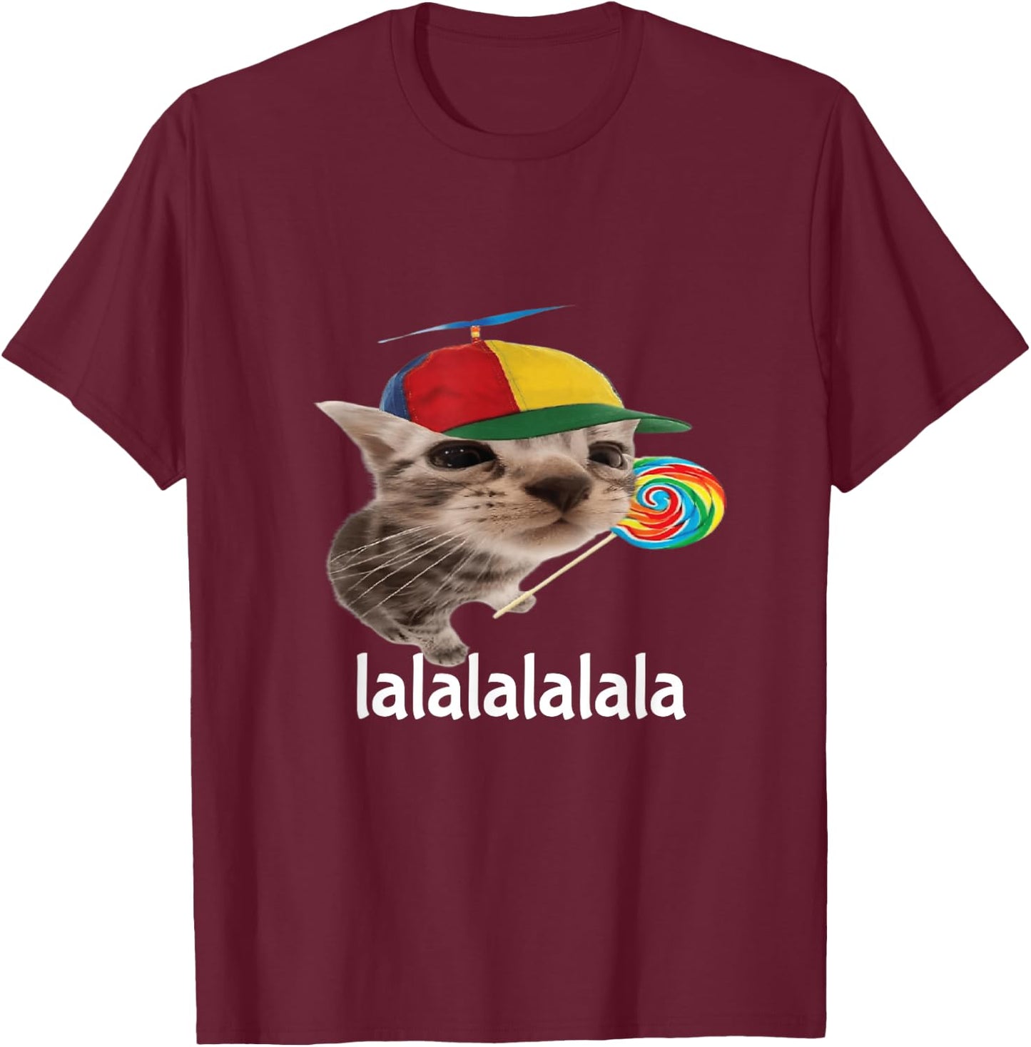 Silly Cat With Lollipop Meme Cat Lover T-Shirt - T-Shirt | Maroon
