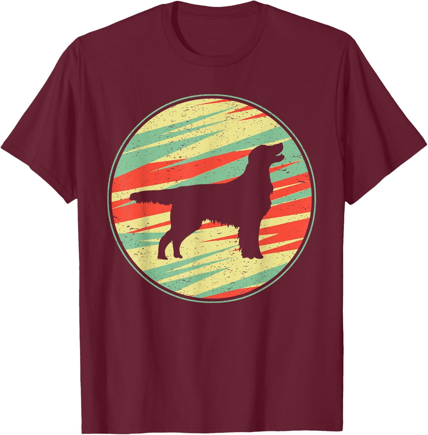 Flat Coated Retriever Retro Vintage Silhouette Cute T-Shirt - T-Shirt | Maroon