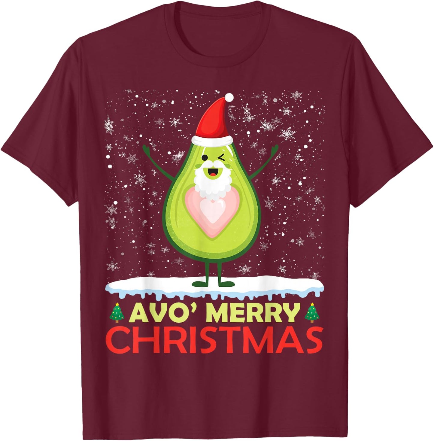Santa Avocado Avo Merry Christmas Vegan Pajama Avocado Lover T-Shirt - T-Shirt | Maroon