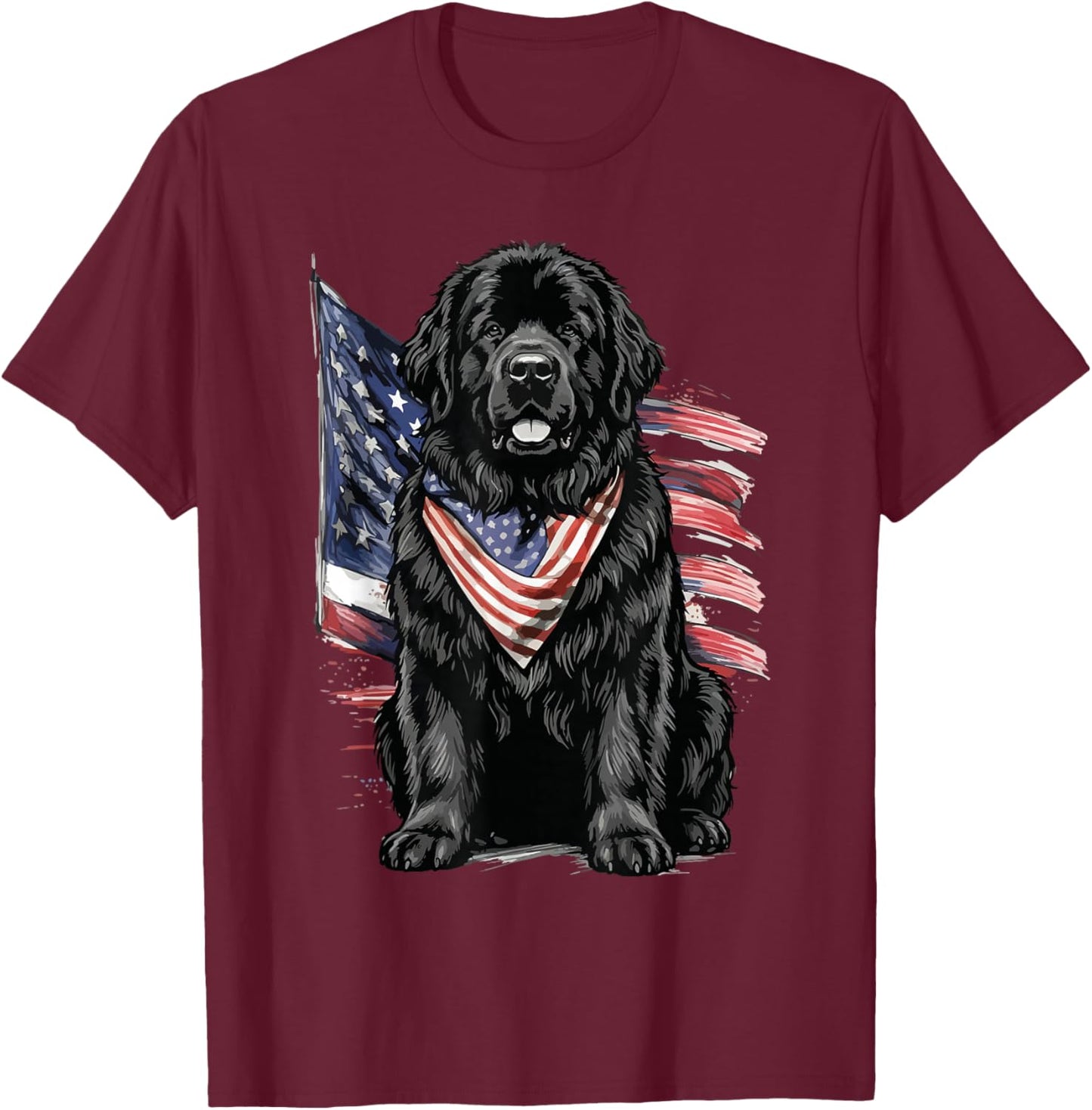 Newfoundland 4th of July Patriotic Dog T-Shirt - T-Shirt | Maroon