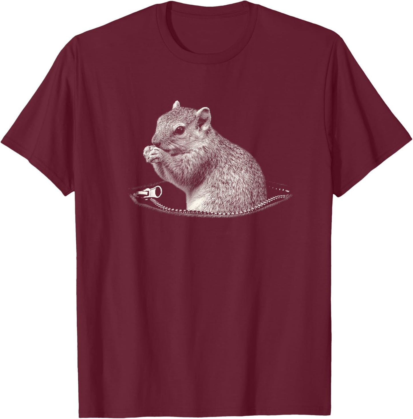 Squirrel in Pet Pouch T-Shirt - T-Shirt | Maroon