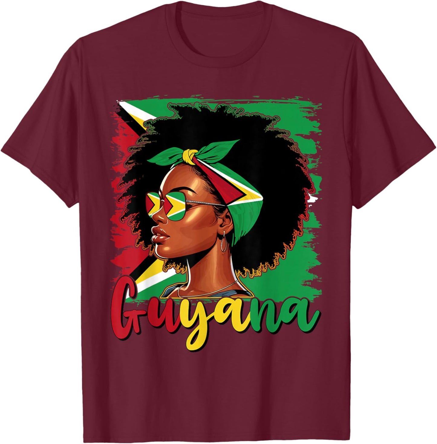 Guyanese Girl Guyana Flag Proud Guyanese Women T-Shirt - T-Shirt | Maroon