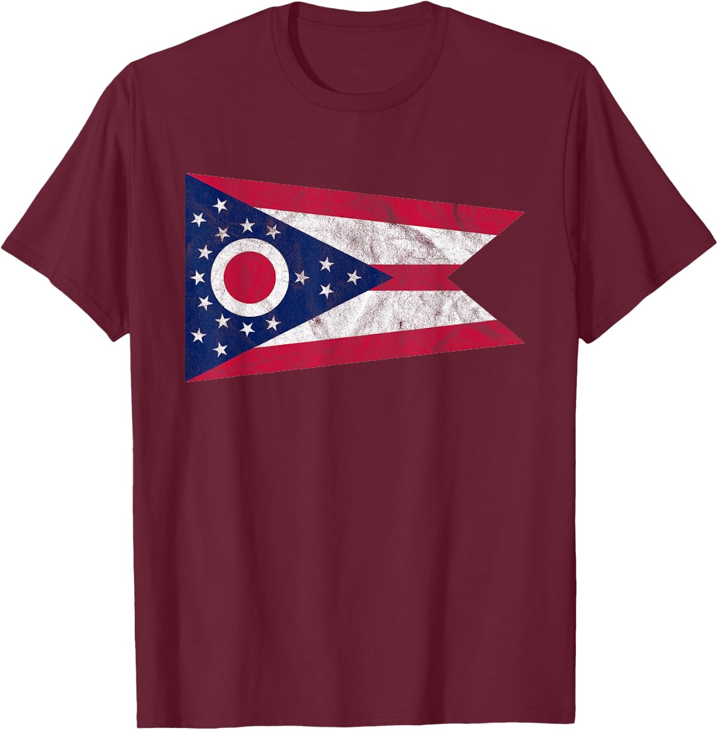 Distressed State of Ohio Flag Ohio Home Pride T-Shirt - T-Shirt | Maroon