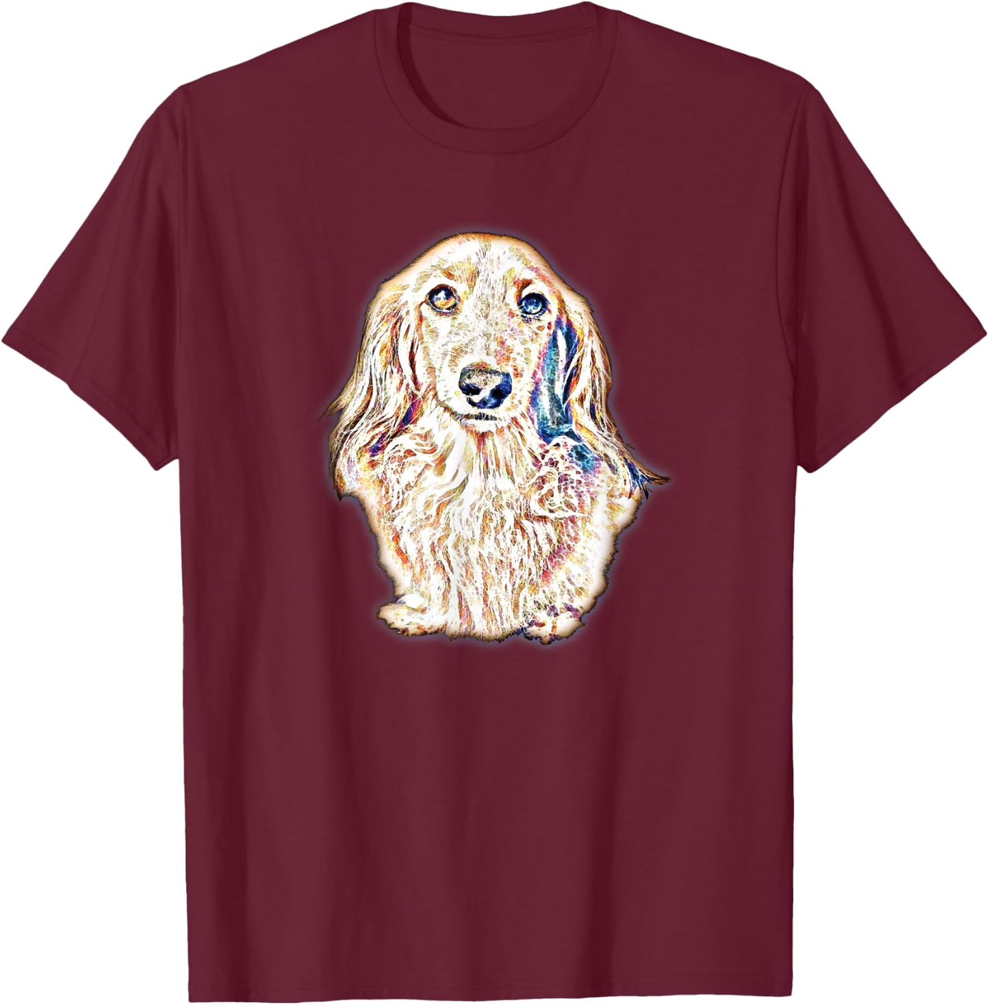 Long Hair Dachshund Gifts Cute Sausage Dog Women Men T-Shirt - T-Shirt | Maroon