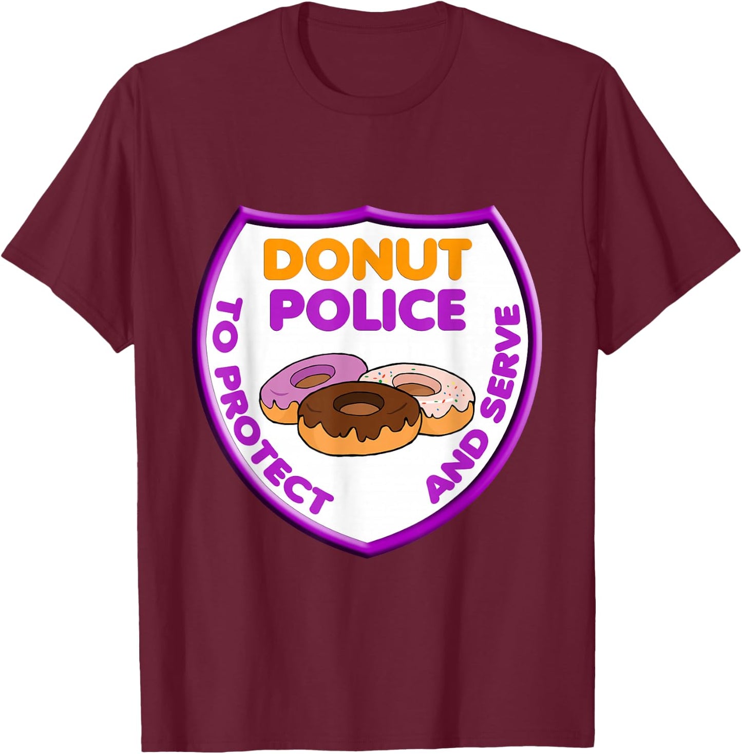 Donut Police Doughnut T Shirt T-Shirt - T-Shirt | Maroon