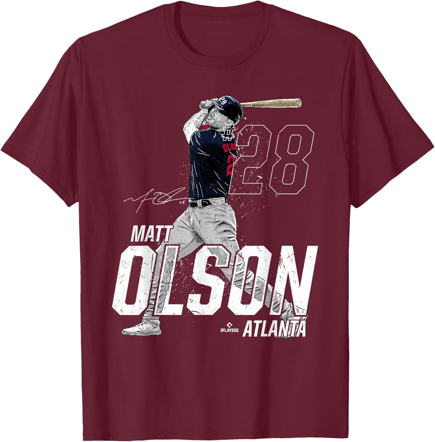 Dynamic Pose Matt Olson Atlanta Baseball MLBPA T-Shirt - T-Shirt | Maroon