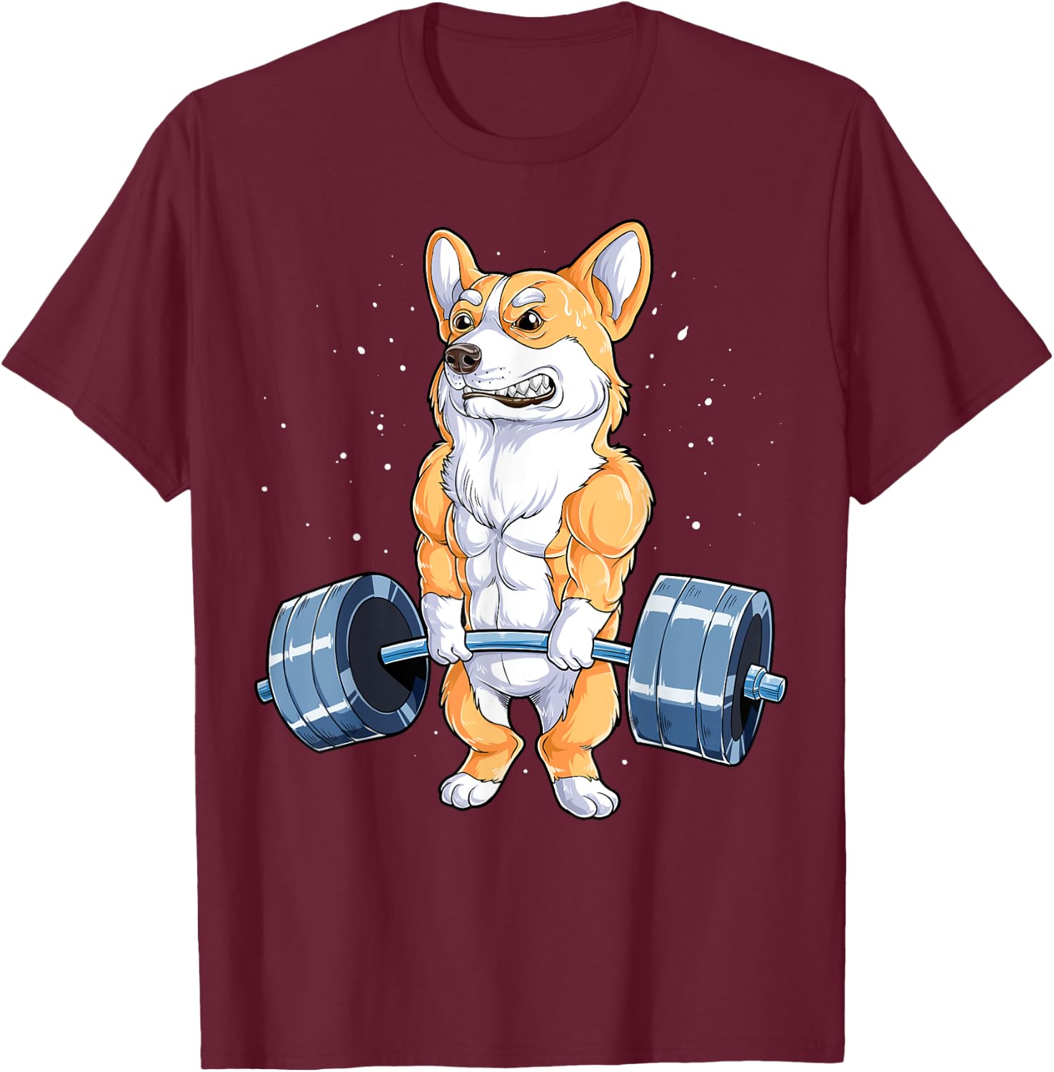 Corgi Weightlifting Funny Deadlift Men Fitness Gym Workout T-Shirt - T-Shirt | Maroon