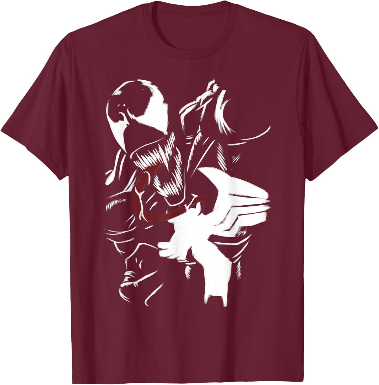 Marvel Venom Close Up Roar Paint Art Graphic T-Shirt - T-Shirt | Maroon