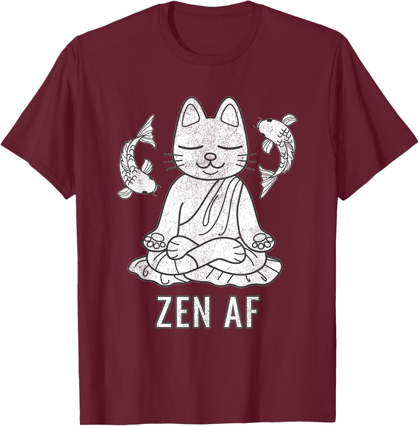 Zen AF Funny Meditating Cat Spiritual Yoga Gift T-Shirt - T-Shirt | Maroon