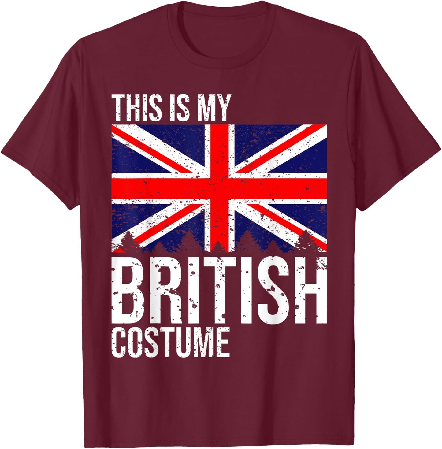 Vintage This is My British Flag Costume Design for Halloween T-Shirt - T-Shirt | Maroon