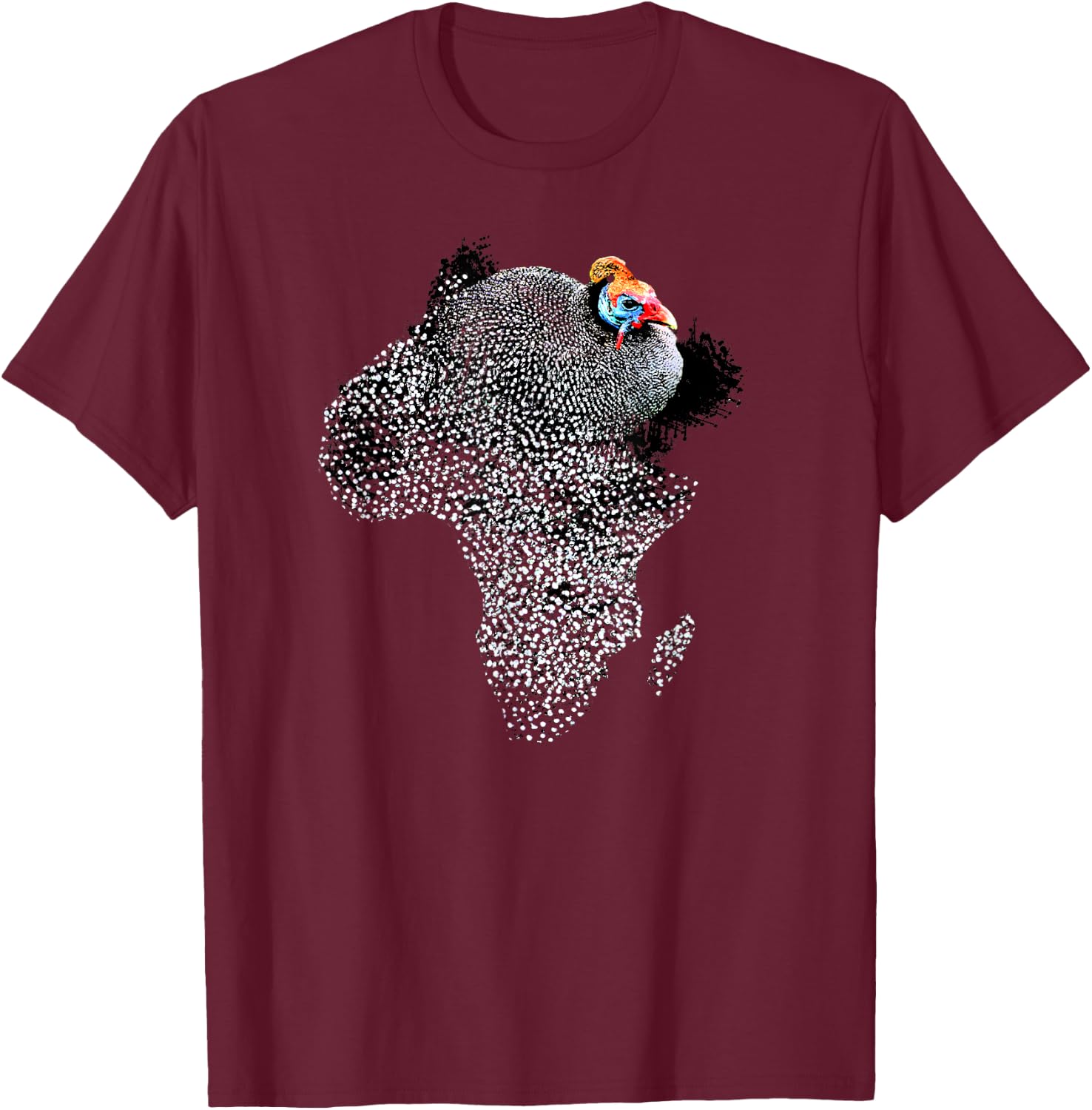 Cute Bird Shirt, Guinea Fowl T Shirt T-Shirt - T-Shirt | Maroon