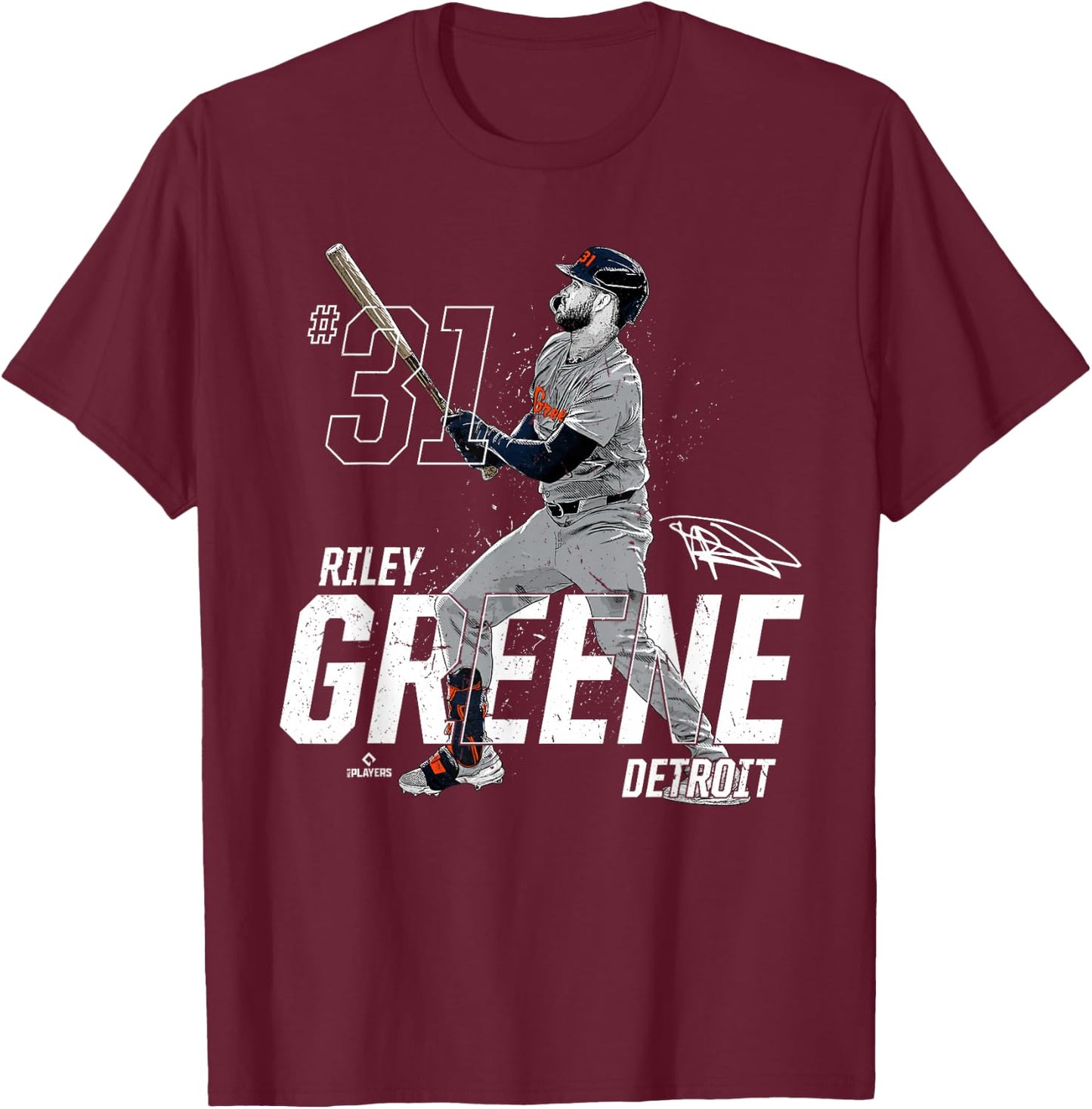 Dynamic Pose Riley Greene Detroit Baseball MLBPA T-Shirt - T-Shirt | Maroon