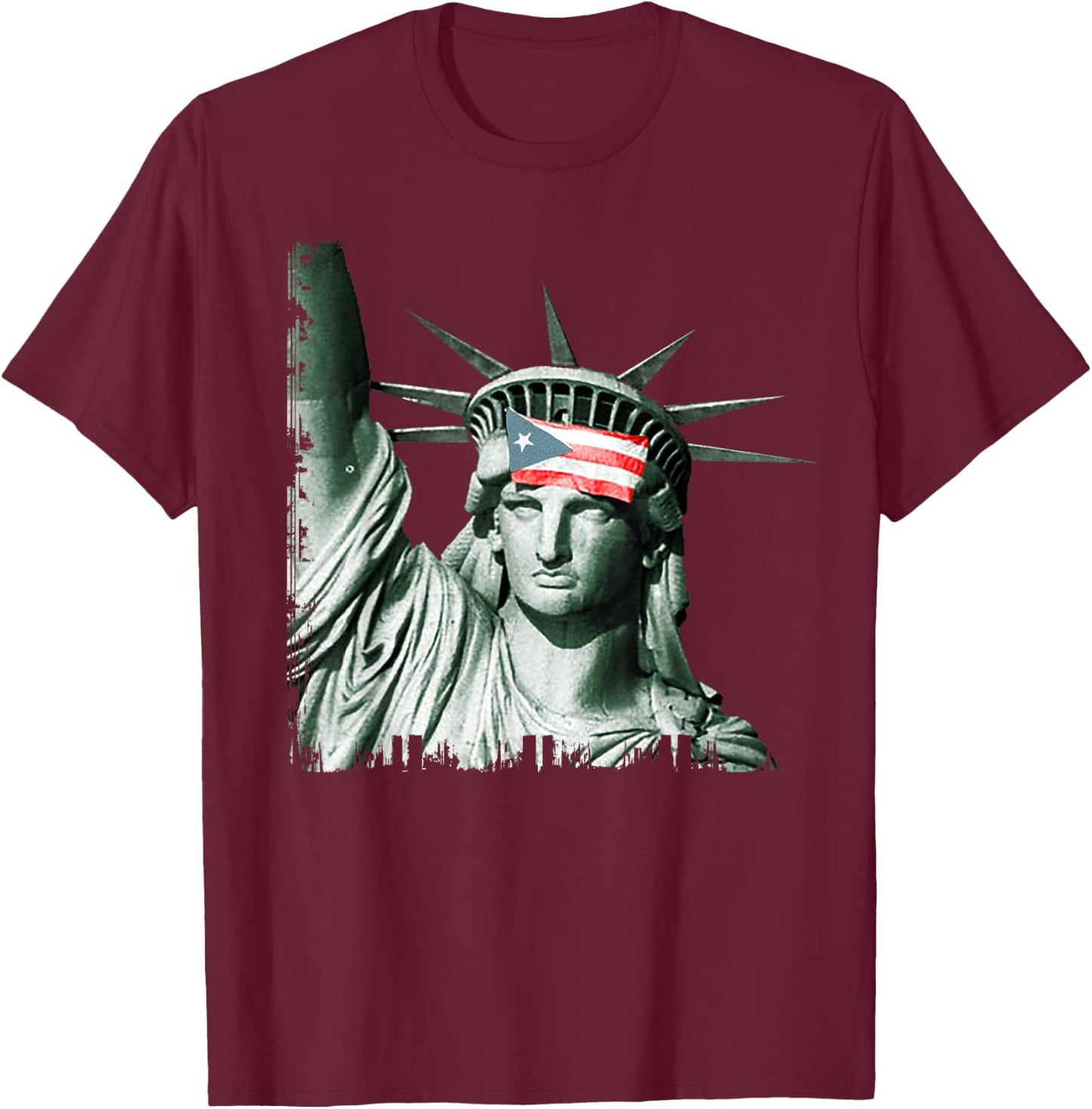 Puerto Rico Resiste Statue of Liberty Puerto Rican Flag T-Shirt - T-Shirt | Maroon