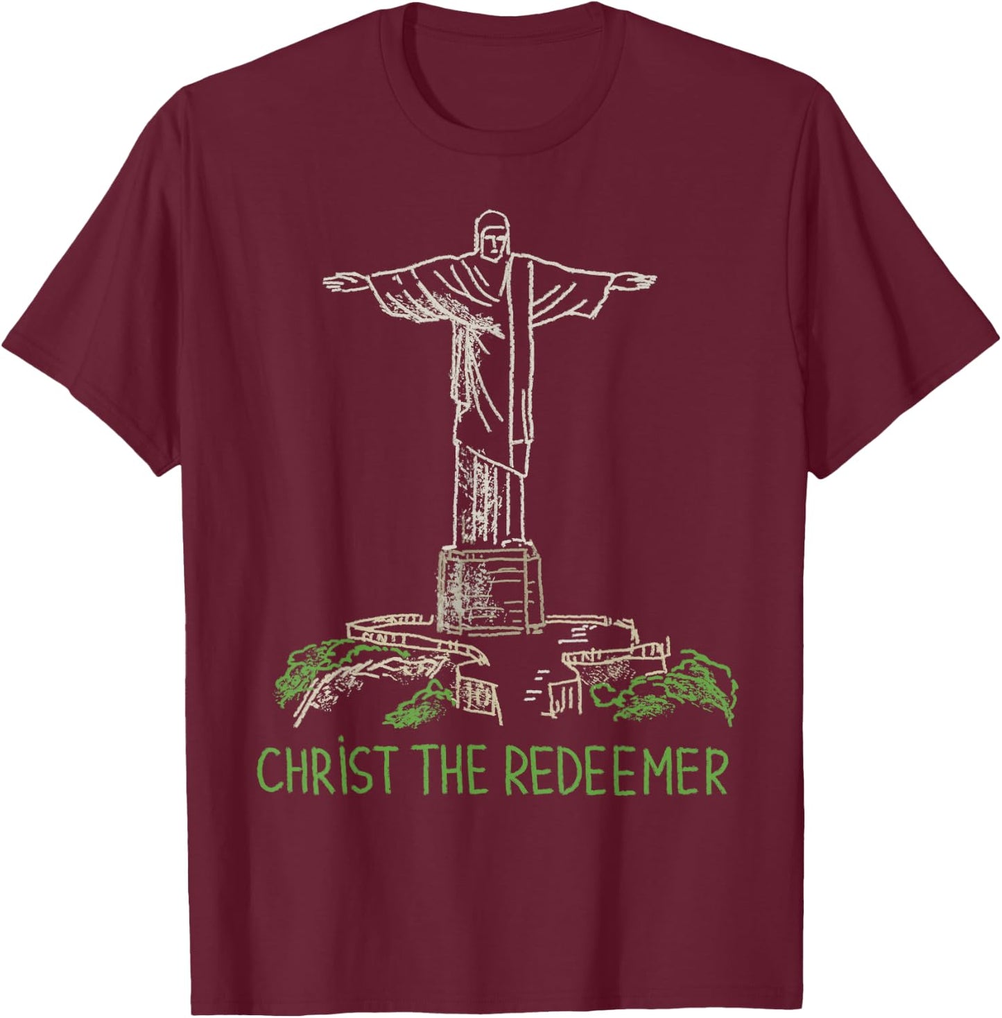 Christ the Redeemer T Shirt T-Shirt - T-Shirt | Maroon