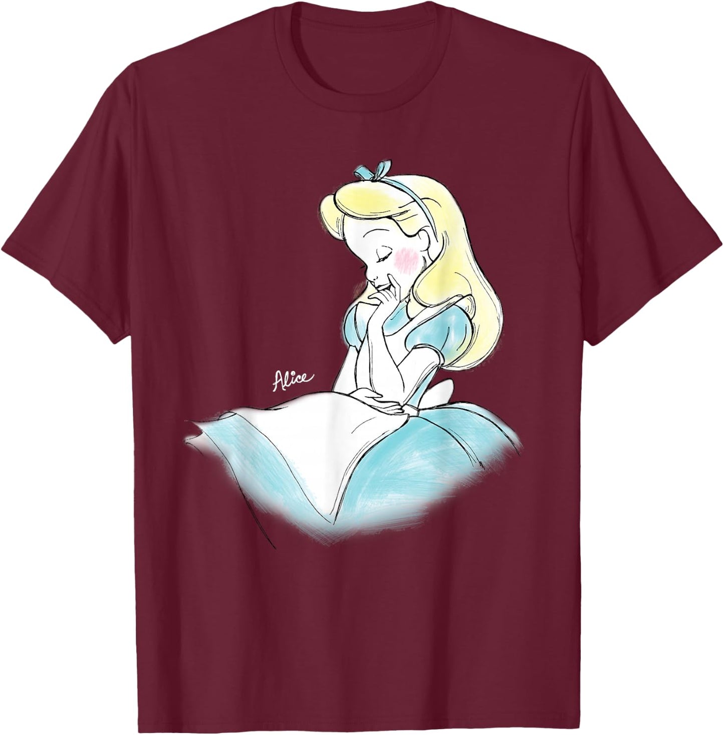 Alice In Wonderland - in Wonderland Sketch T-Shirt - T-Shirt | Maroon