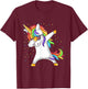 Dabbing Unicorn Rainbow Girls Kids Women T-Shirt - T-Shirt | Maroon