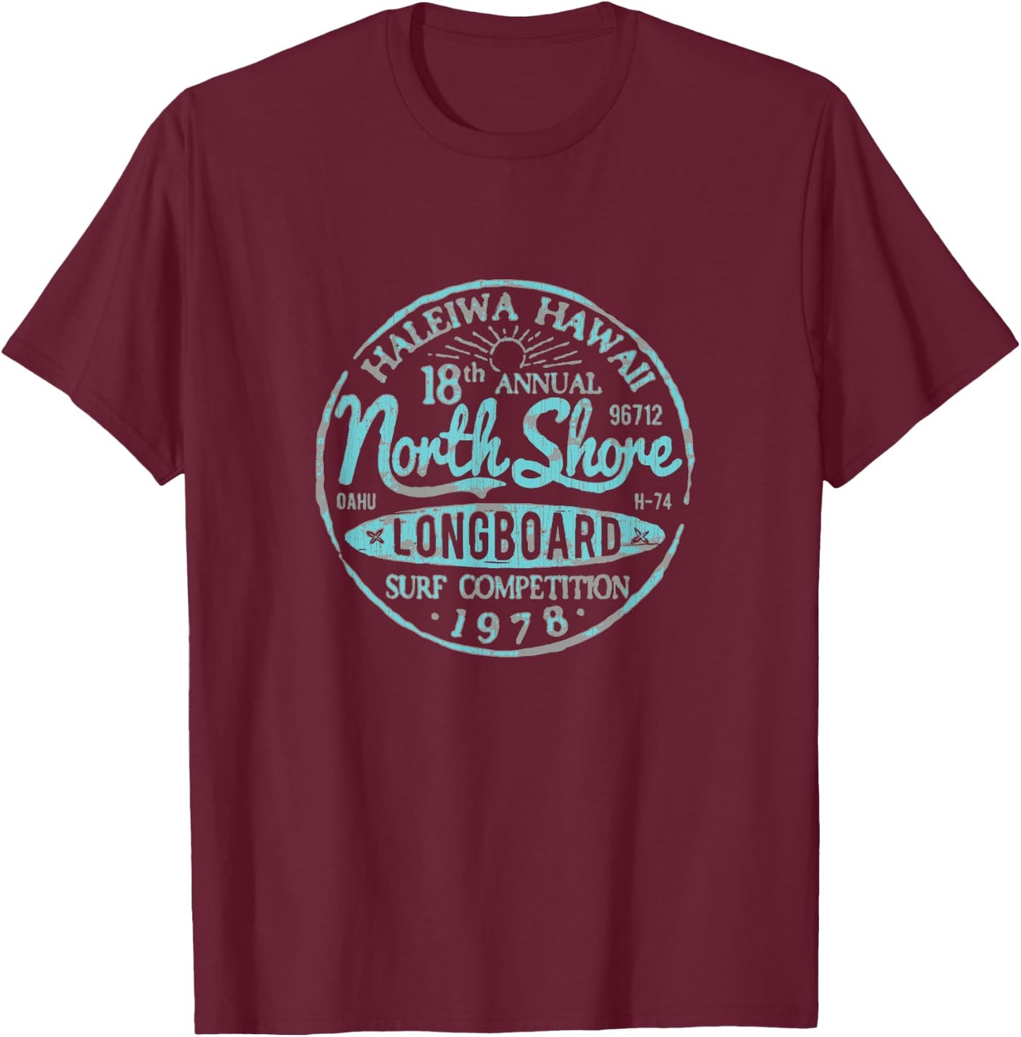 North Shore Long Board Surf T-Shirt - T-Shirt | Maroon