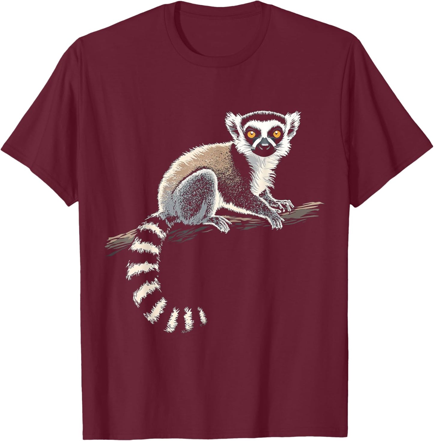 Ring Tailed Lemur Animal Motif Art Ring Tailed Lemur T-Shirt - T-Shirt | Maroon