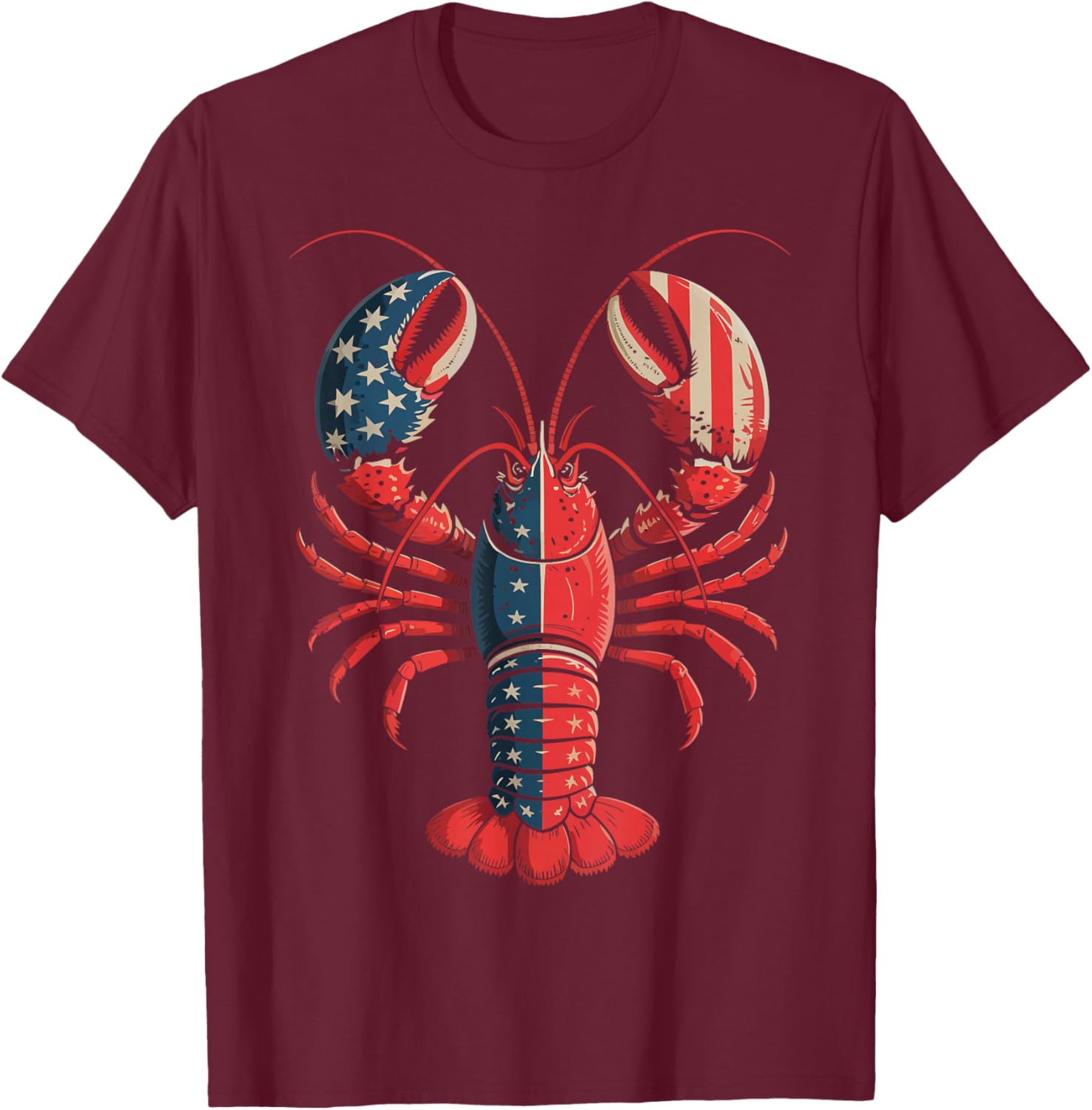 American Flag Lobster Patriotic Crawfish Season 4th of July T-Shirt - T-Shirt | Maroon