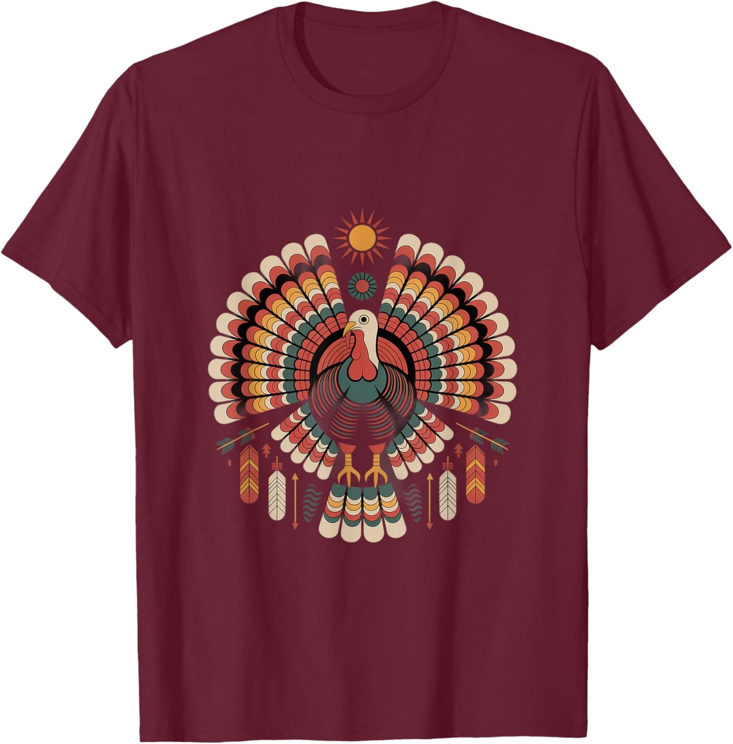 Turkey Indigenous Indian Tribal Art Native American T-Shirt - T-Shirt | Maroon