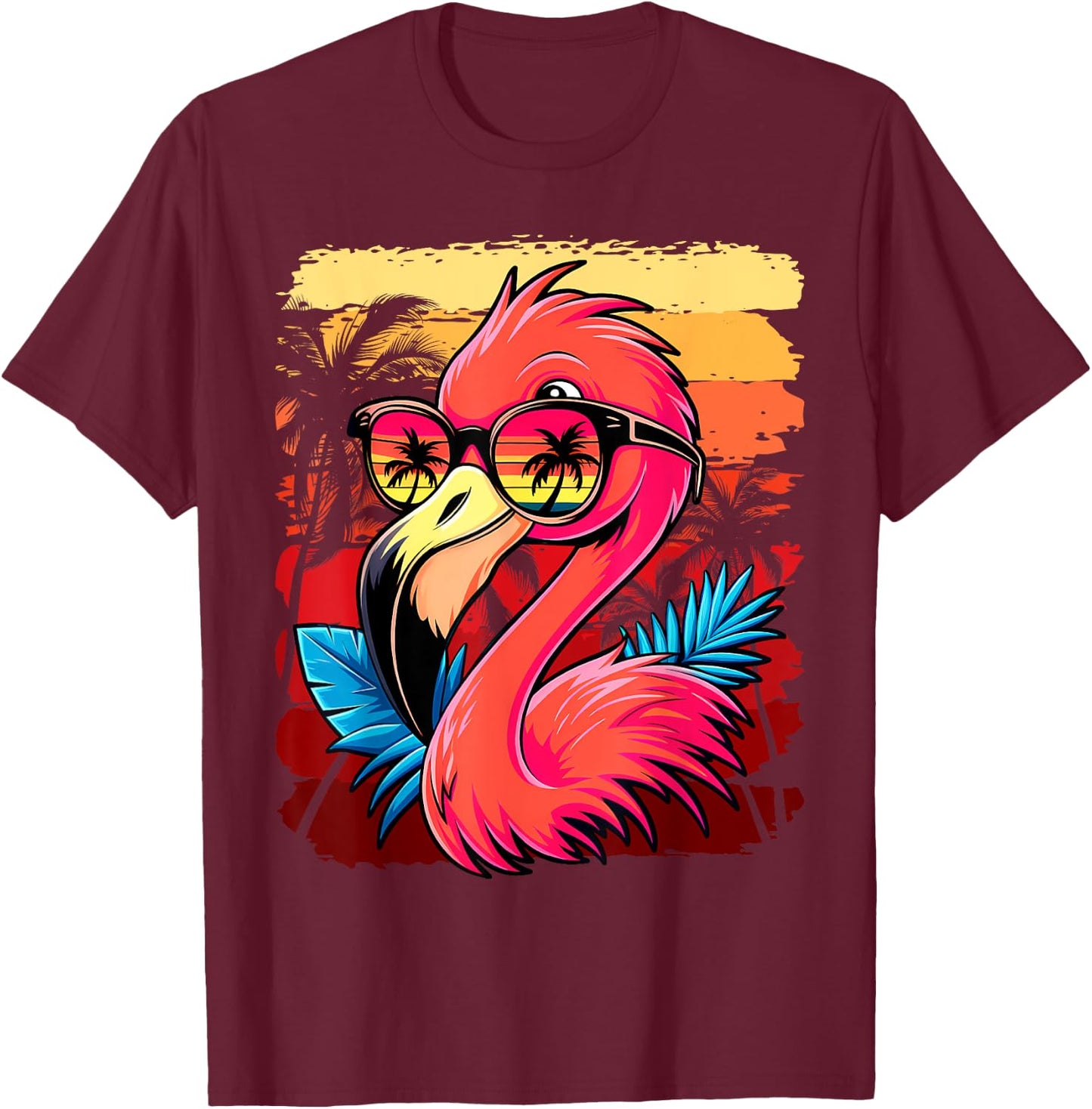 Retro Sunglasses Flamingo Kids Funny Flamingo T-Shirt - T-Shirt | Maroon