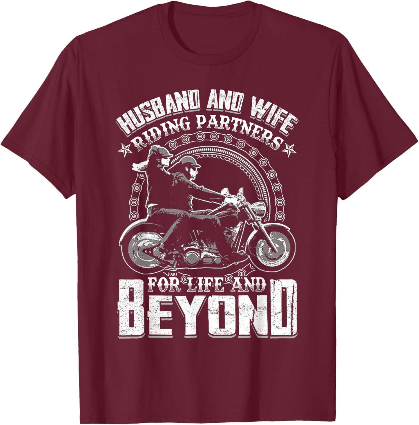 Husband And Wife Riding Partners For Life And Beyond Shirt T-Shirt - T-Shirt | Maroon