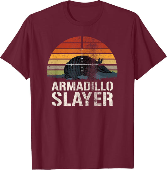 Vintage Sunset Armadillo Slayer Armadillo Hunter Gift T-Shirt - T-Shirt | Maroon