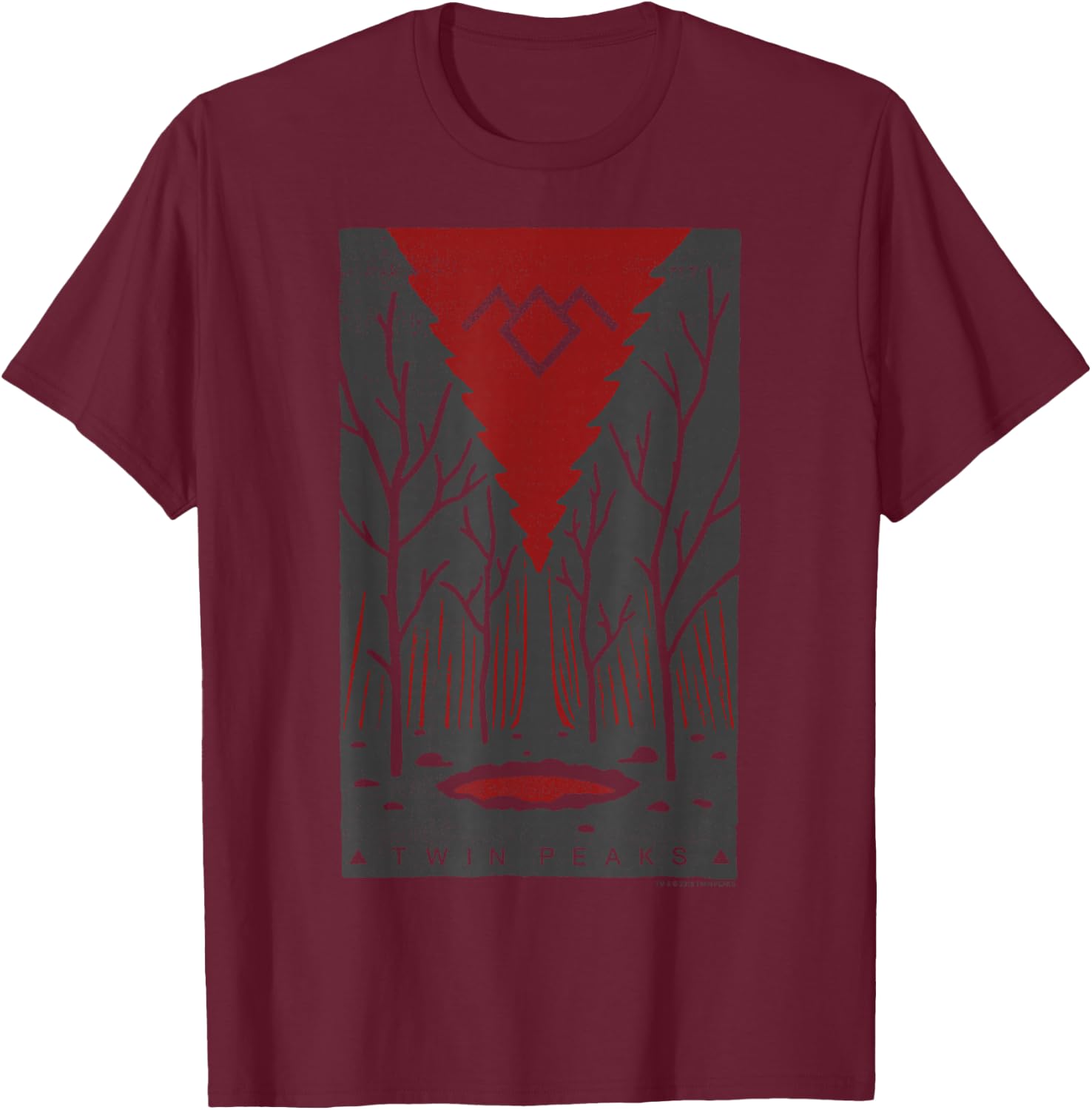 Twin Peaks Entrance Pastel Painted Poster Graphic T-Shirt - T-Shirt | Maroon