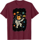 Astronaut Cat Space Explorer Orange Tabby Galaxy Planets T-Shirt - T-Shirt | Maroon