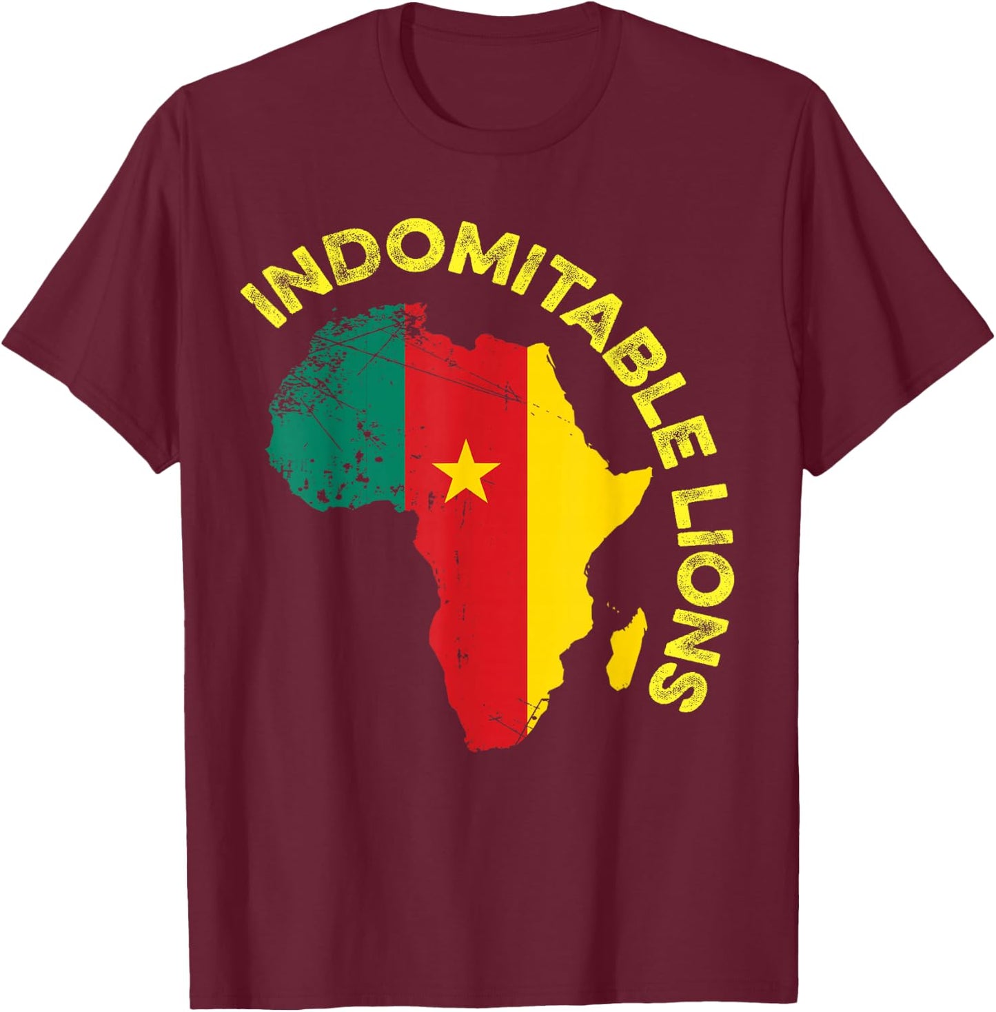 Indomitable Lions Cameroonian Soccer T-Shirt - T-Shirt | Maroon