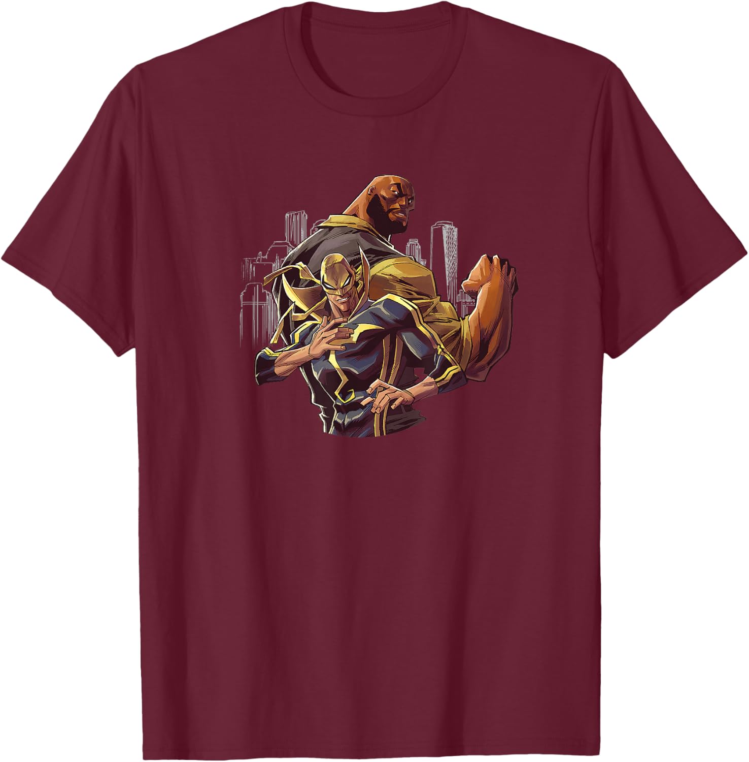 Marvel The Defenders Luke Cage and Iron Fist T-Shirt - T-Shirt | Maroon