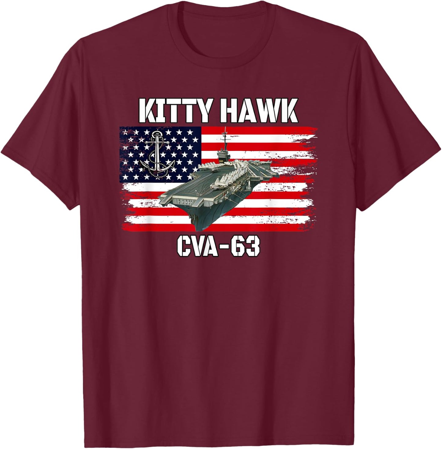 USS Kitty Hawk CVA-63 Aircraft Carrier Veterans Day Father T-Shirt - T-Shirt | Maroon