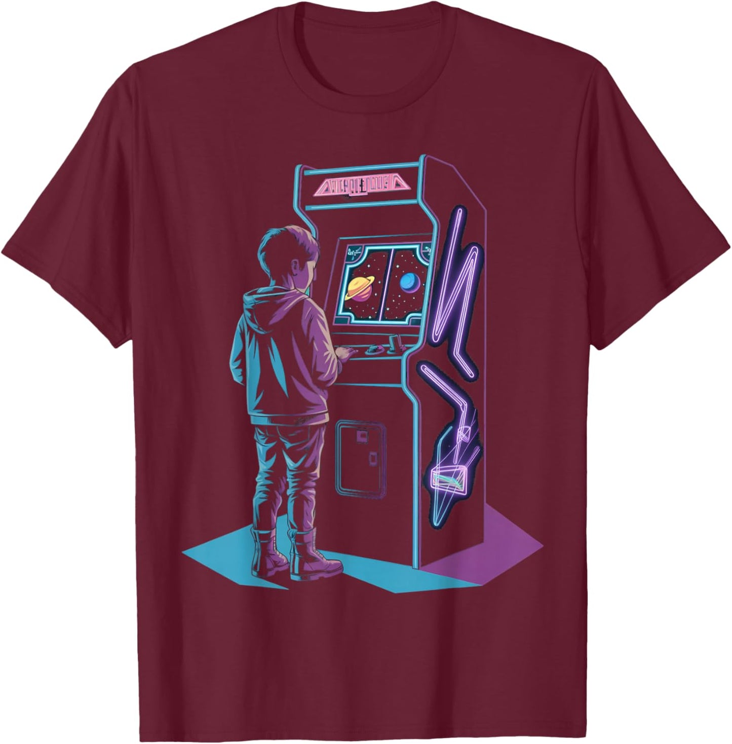 Arcade Gamer Kids Boys Men Gaming Video Game Arcade T-Shirt - T-Shirt | Maroon