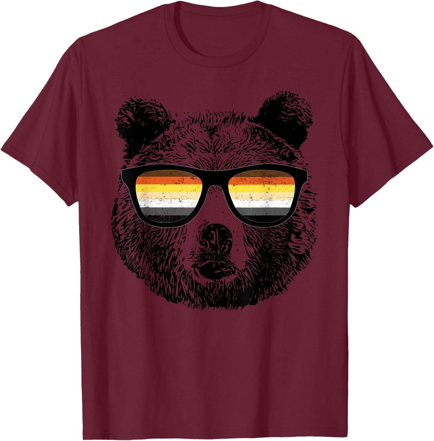 Gay Bear with Sunglasses T-Shirt - T-Shirt | Maroon