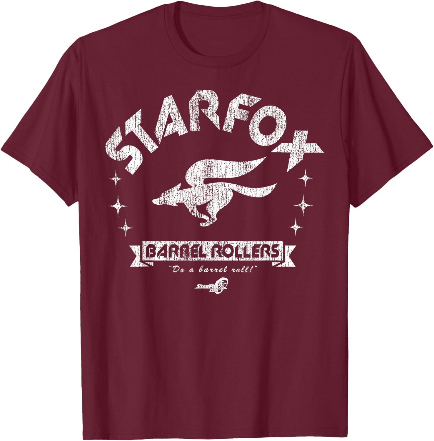 Star Fox Barrel Rollers Distressed Logo Graphic T-Shirt - T-Shirt | Maroon