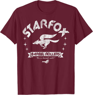 Star Fox Barrel Rollers Distressed Logo Graphic T-Shirt - T-Shirt | Maroon