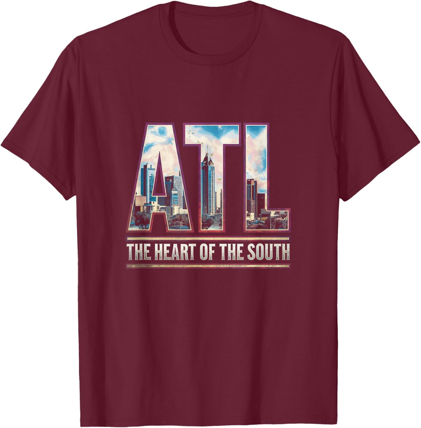 Atlanta ATL City Skyline Modern Art The Heart Of The South T-Shirt - T-Shirt | Maroon
