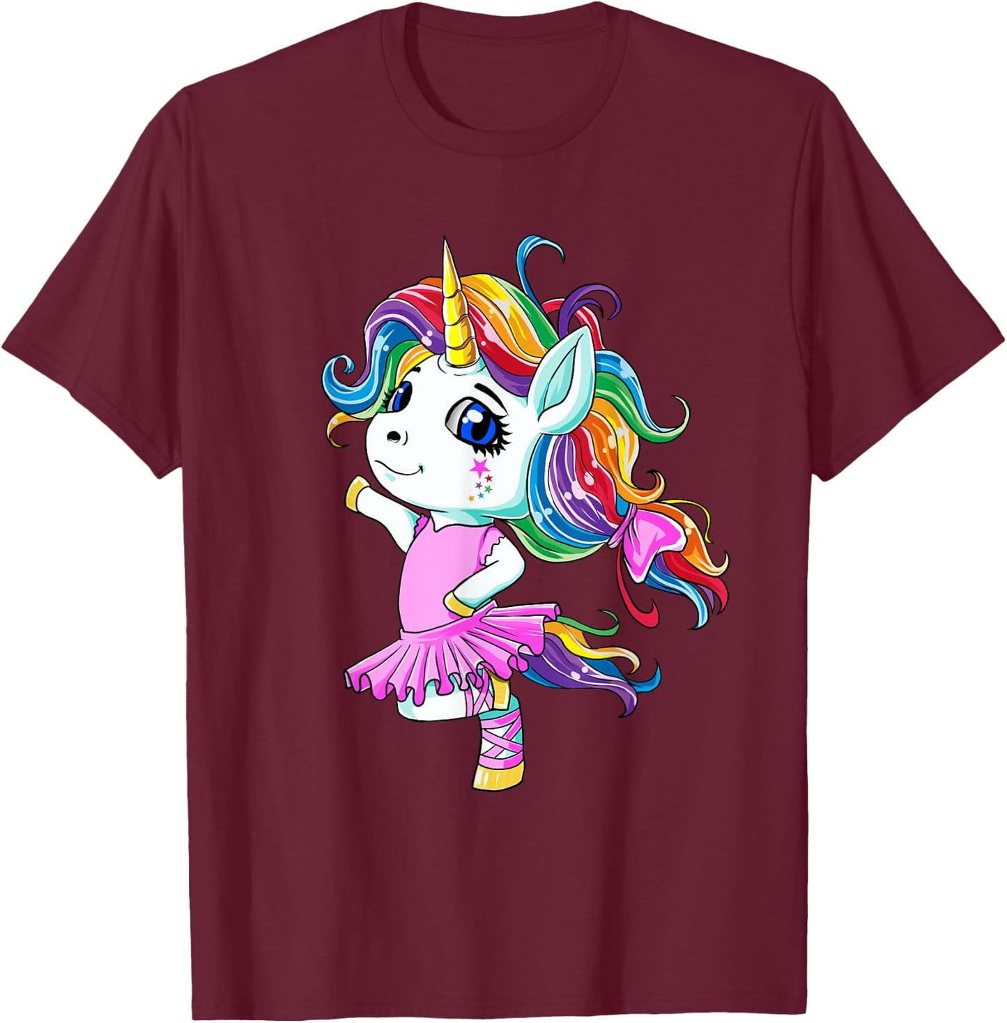 Rainbow Ballet Dancer Unicorn T-Shirt - T-Shirt | Maroon