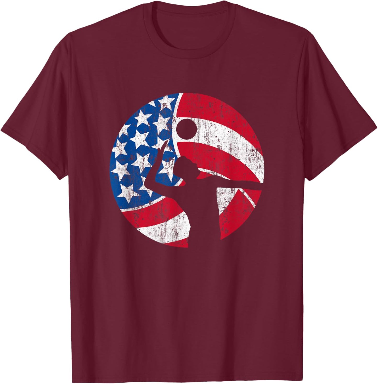 Volleyball USA Flag T-Shirt - T-Shirt | Maroon