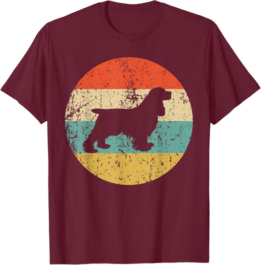 Vintage Retro Style - Cocker Spaniel Dog - Adult Classic Fit Short Sleeve - Black - Small T-Shirt - T-Shirt | Maroon