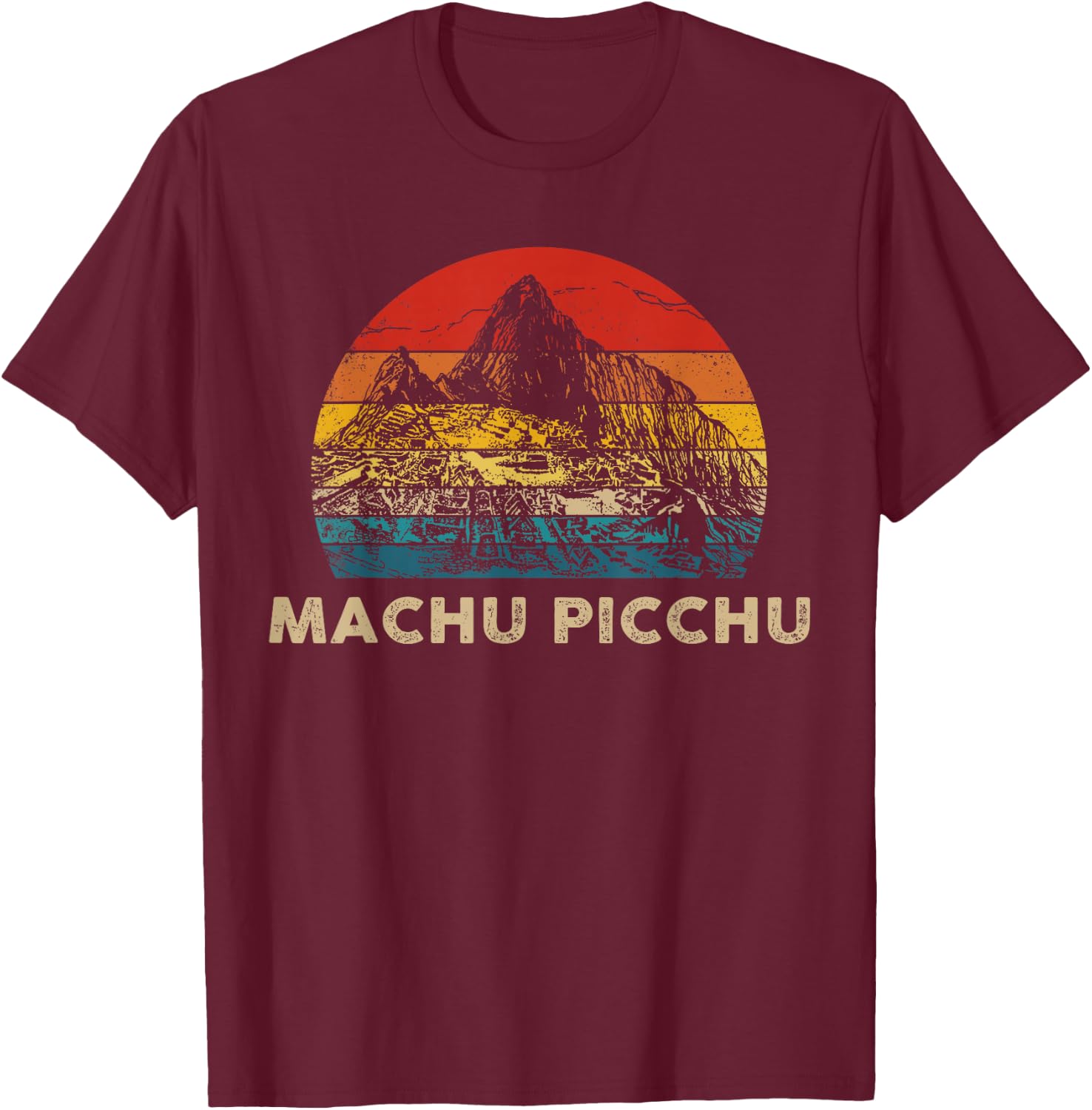 Machu Picchu Vintage Machu Picchu - Peru Souvenir Black T-Shirt - T-Shirt | Maroon