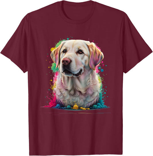 Men Woman Colorful Watercolor Labrador Retriever T-Shirt - T-Shirt | Maroon