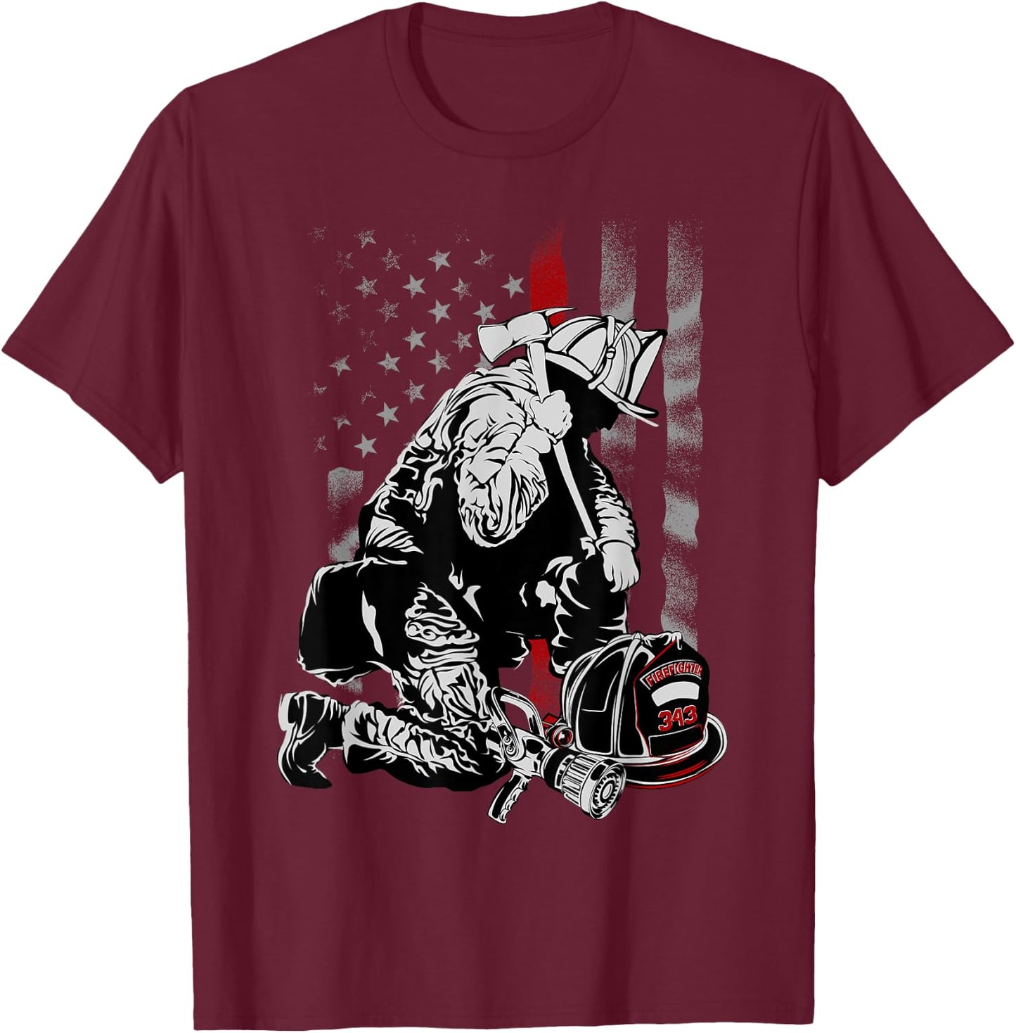 Firefighter Gifts Shirts with Vintage USA Flag T-Shirt - T-Shirt | Maroon